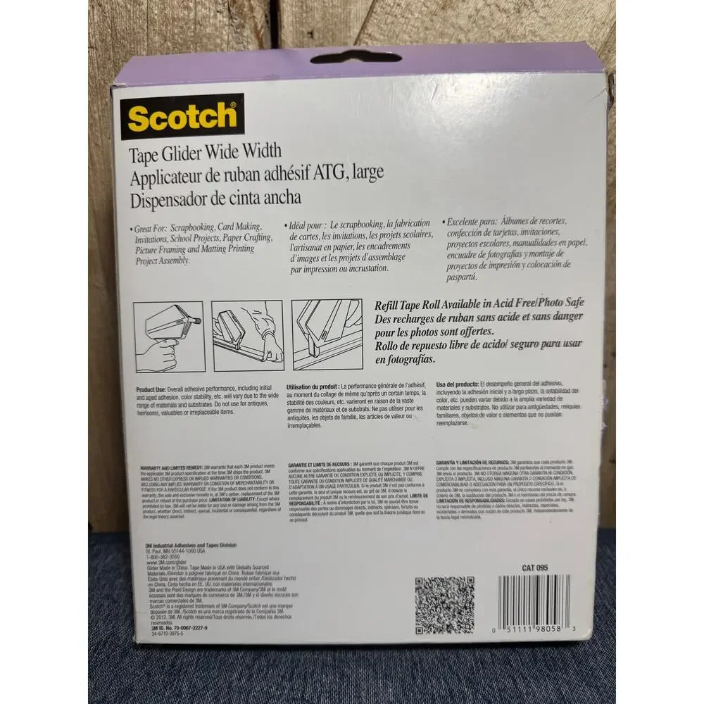 Scotch Tape Glider Wide Width Tape Dispenser Gift Wrap Gun w/Some Tape Scrapbook